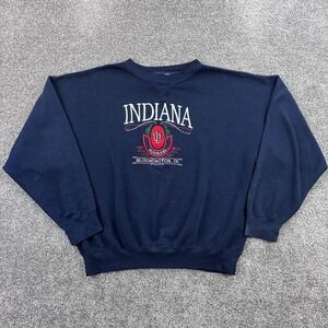 Vintage Indiana Hoosiers Sweatshirt Mens XL Navy Blue Crest Logo Embroidered